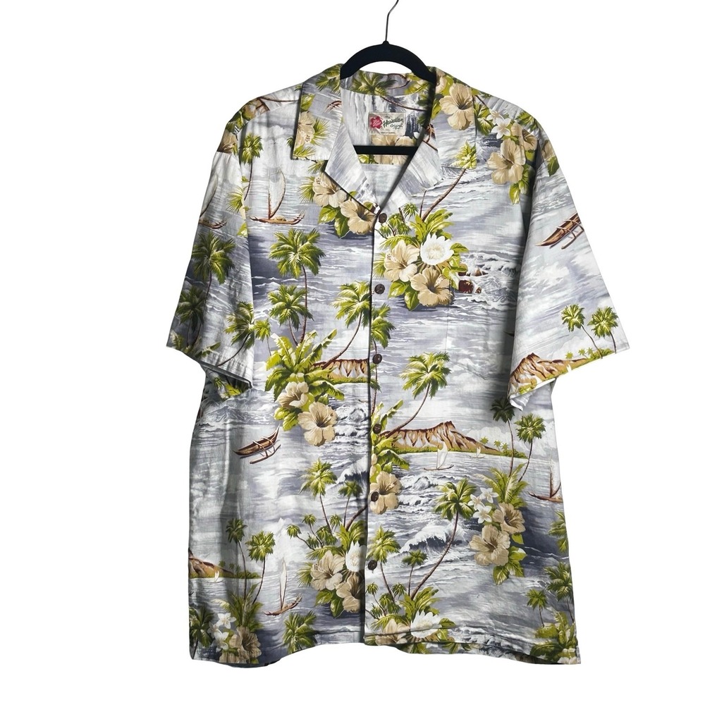 Hilo Hattie Vintage Hawaiian Aloha Shirt Size 2XL Diamond Head Resortwear Beach